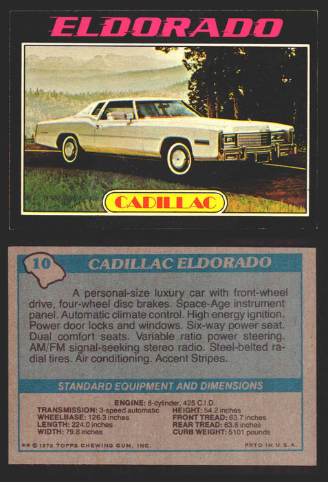 1976 Autos of 1977 Vintage Trading Cards You Pick Singles #1-99 Topps 10   Cadillac Eldorado  - TvMovieCards.com