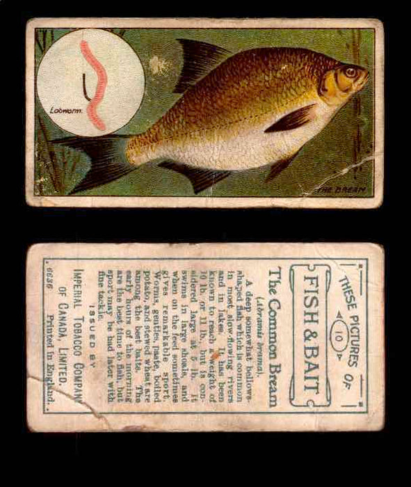 1910 Fish and Bait Imperial Tobacco Vintage Trading Cards You Pick Singles #1-50 #10 The Common Bream  - TvMovieCards.com