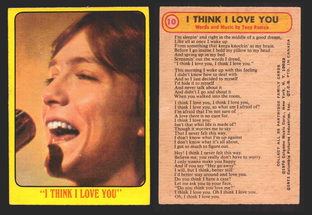 1971 The Partridge Family Series 1 Yellow You Pick Single Cards #1-55 Topps USA 10   "I Think I Love You”  - TvMovieCards.com