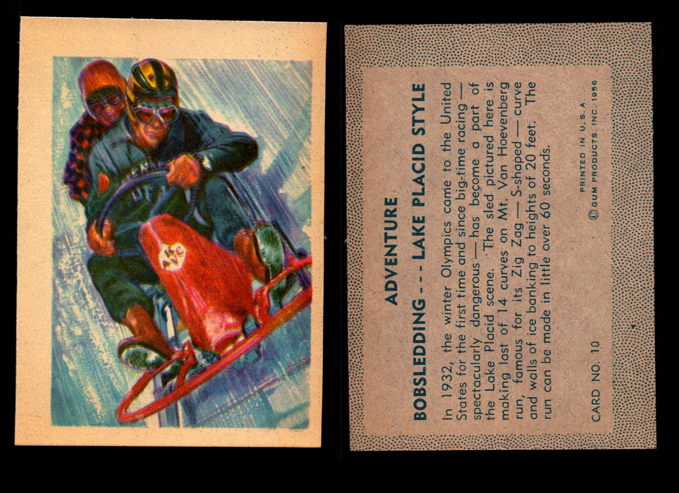 1956 Adventure Vintage Trading Cards Gum Products #1-#100 You Pick Singles #10 Bobsledding - Lake Placis Style  - TvMovieCards.com