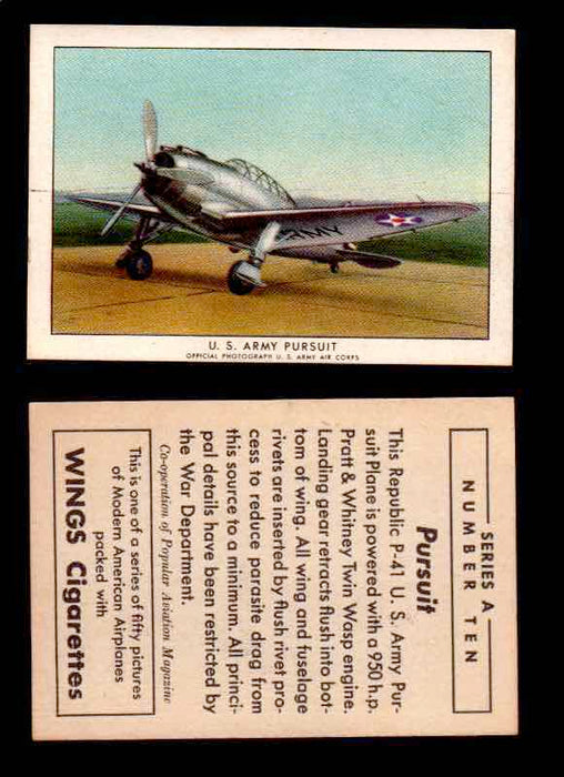 1940 Modern American Airplanes Series A Vintage Trading Cards Pick Singles #1-50 10 U.S. Army Pursuit (Republic P-41)  - TvMovieCards.com
