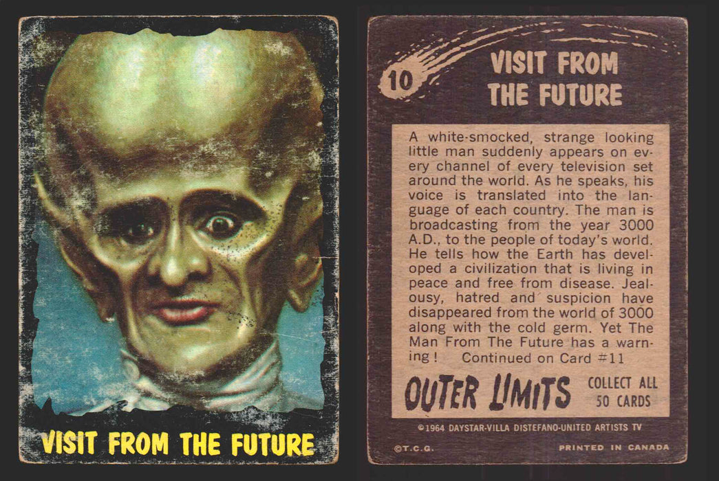 1964 Outer Limits Vintage Trading Cards #1-50 You Pick Singles O-Pee-Chee OPC 10   Visit from the Future  - TvMovieCards.com