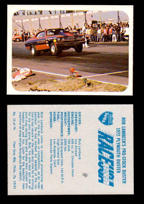 Race USA AHRA Drag Champs 1973 Fleer Vintage Trading Cards You Pick Singles 10 of 74   Bob Lambeck's  - TvMovieCards.com