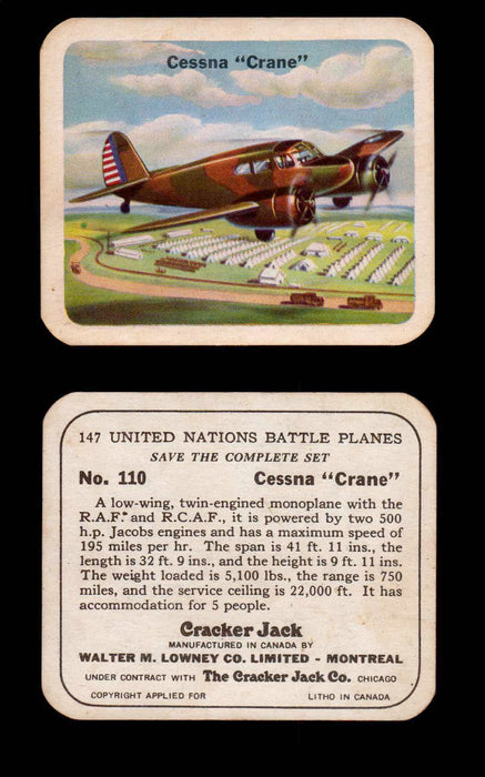 Cracker Jack United Nations Battle Planes Vintage You Pick Single Cards #71-147 #110  - TvMovieCards.com