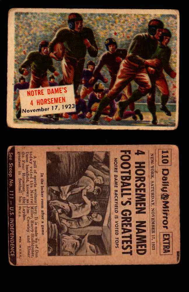 1954 Scoop Newspaper Series 2 Topps Vintage Trading Cards U Pick Singles #78-156 110   Notre Dame's 4 Horsemen  - TvMovieCards.com