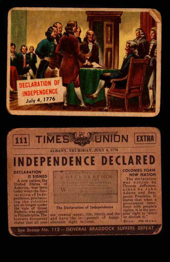 1954 Scoop Newspaper Series 2 Topps Vintage Trading Cards U Pick Singles #78-156 111   Declaration of Independence  - TvMovieCards.com