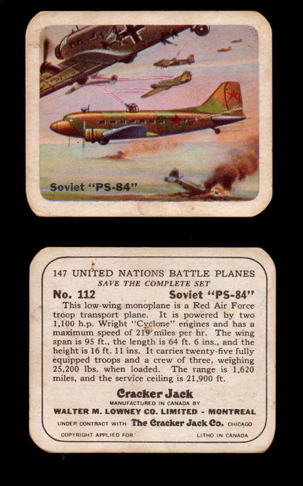 Cracker Jack United Nations Battle Planes Vintage You Pick Single Cards #71-147 #112  - TvMovieCards.com