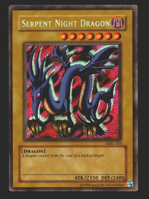 YuGiOh! Serpent Night Dragon MRL-103 Unlimited Secret Rare Holographic Card   - TvMovieCards.com