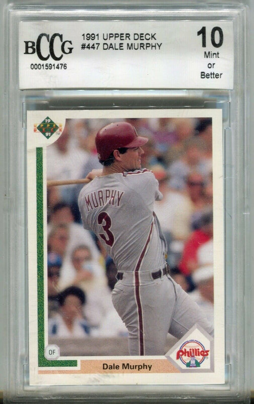 1991 Upper Deck #447 Dale Murphy Baseball Trading Card Graded PSA 10 Mint - TvMovieCards.com