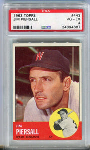 1963 Topps Baseball Card #443 Jim Piersall Washington Senators PSA 4 VG-EX   - TvMovieCards.com