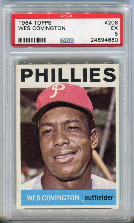1964 Topps Baseball # 208 Wes Covington Phillies EX PSA 5 Trading Card   - TvMovieCards.com