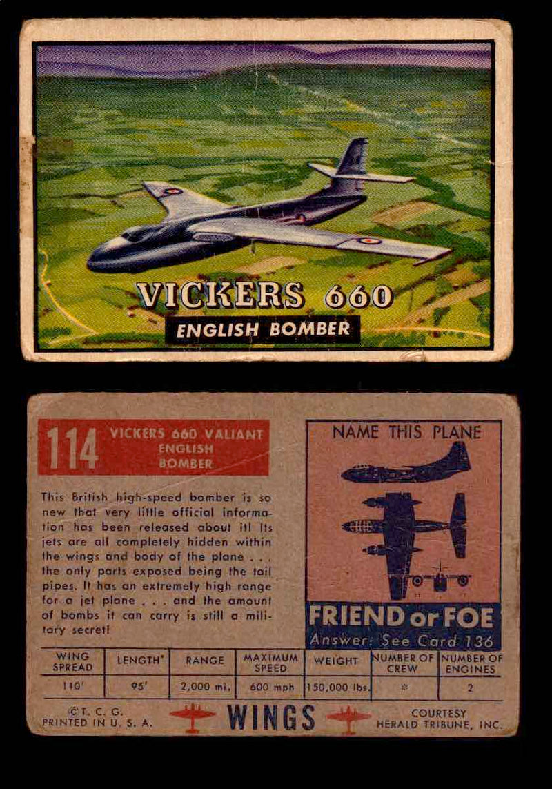 1953 Wings Topps TCG Vintage Trading Cards You Pick Singles #101-200 #114  - TvMovieCards.com