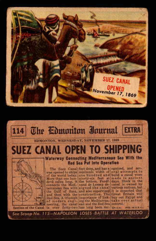 1954 Scoop Newspaper Series 2 Topps Vintage Trading Cards U Pick Singles #78-156 114   Suez Canal Opened  - TvMovieCards.com