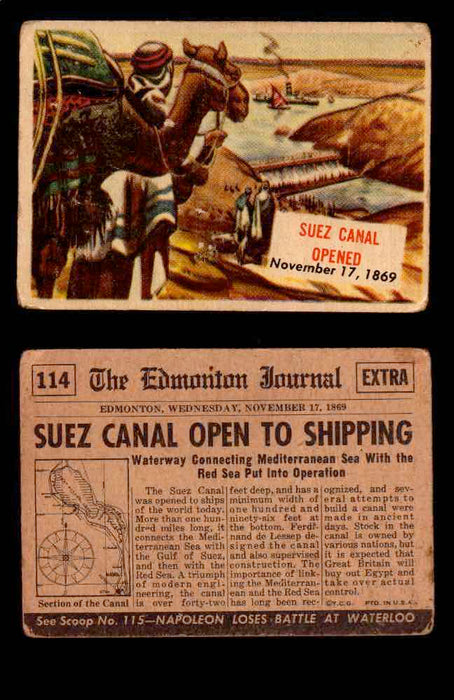 1954 Scoop Newspaper Series 2 Topps Vintage Trading Cards U Pick Singles #78-156 114   Suez Canal Opened  - TvMovieCards.com