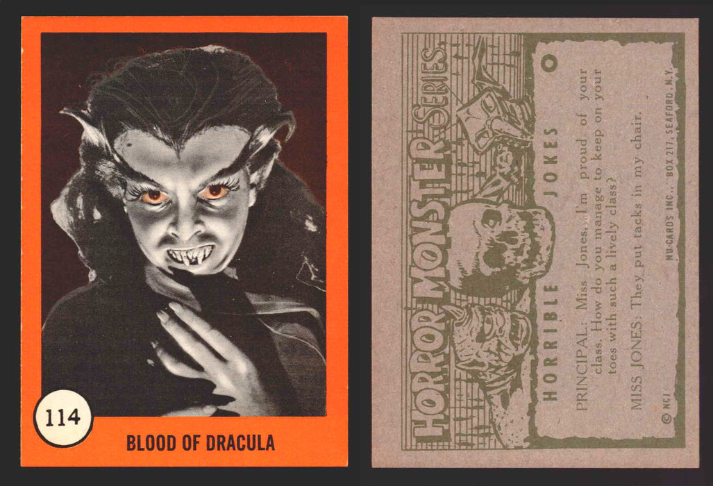 1961 Horror Monsters Series 2 Orange You Pick Trading Card Singles 67-146 NuCard #	114   Blood of Dracula  - TvMovieCards.com