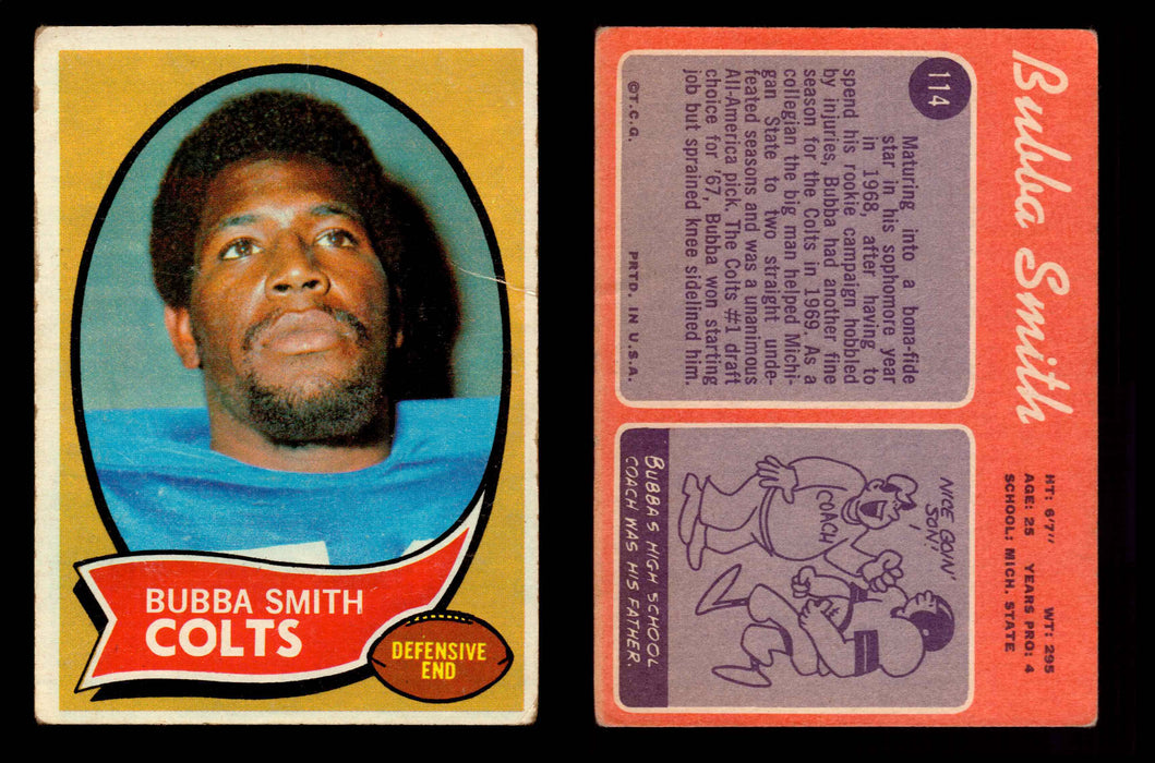 1970 Topps Football Trading Card You Pick Singles #1-#263 G/VG/EX #	114	Bubba Smith (R) (creased)  - TvMovieCards.com