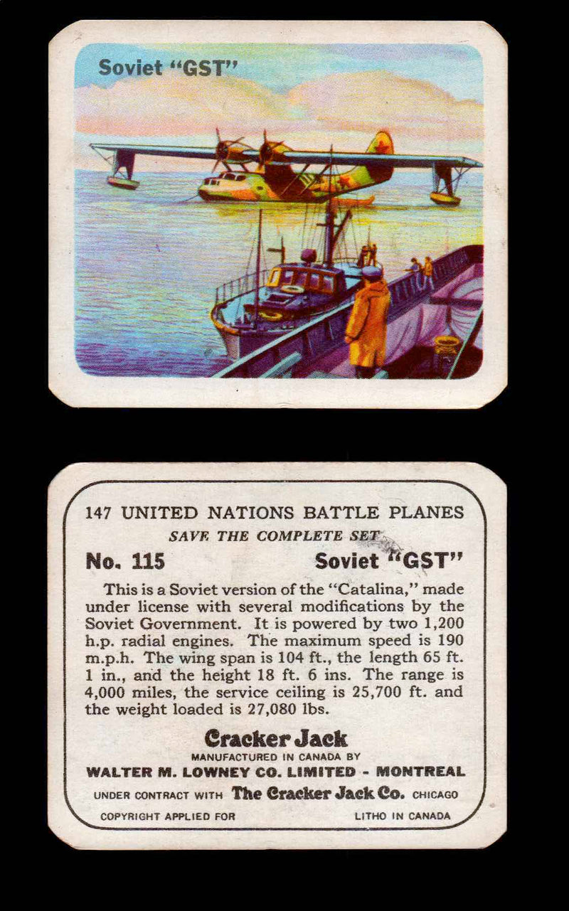 Cracker Jack United Nations Battle Planes Vintage You Pick Single Cards #71-147 #115  - TvMovieCards.com