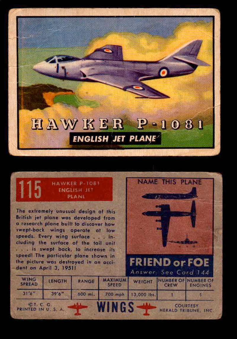1953 Wings Topps TCG Vintage Trading Cards You Pick Singles #101-200 #115  - TvMovieCards.com