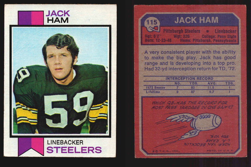 1973 Topps Football Trading Card You Pick Singles #1-#528 G/VG/EX #	115	Jack Ham (R) (HOF)  - TvMovieCards.com