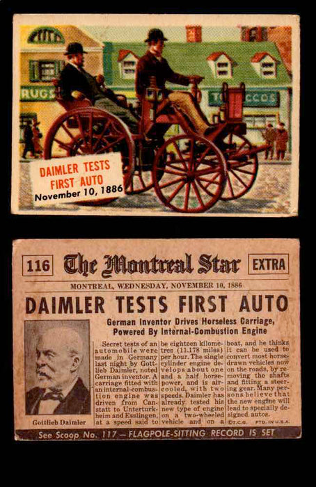 1954 Scoop Newspaper Series 2 Topps Vintage Trading Cards U Pick Singles #78-156 116   Daimler Tests First Auto  - TvMovieCards.com