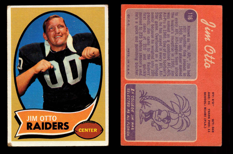 1970 Topps Football Trading Card You Pick Singles #1-#263 G/VG/EX #	116	Jim Otto (HOF)  - TvMovieCards.com