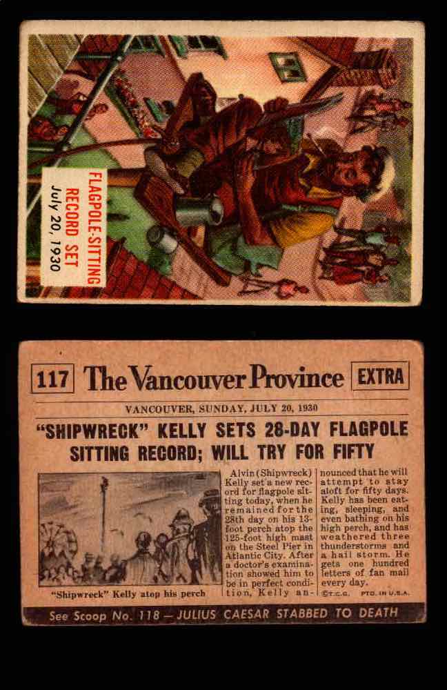 1954 Scoop Newspaper Series 2 Topps Vintage Trading Cards U Pick Singles #78-156 117   Flagpole-Sitting Record Set  - TvMovieCards.com