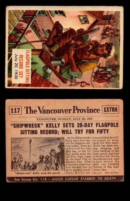 1954 Scoop Newspaper Series 2 Topps Vintage Trading Cards U Pick Singles #78-156 117   Flagpole-Sitting Record Set  - TvMovieCards.com