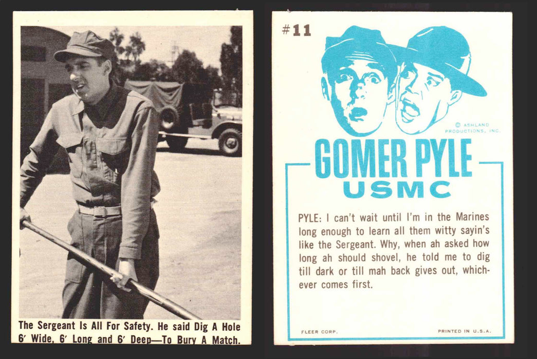 1965 Gomer Pyle Vintage Trading Cards You Pick Singles #1-66 Fleer 11   The Sergeant is all for safety. He said dig a hole  - TvMovieCards.com