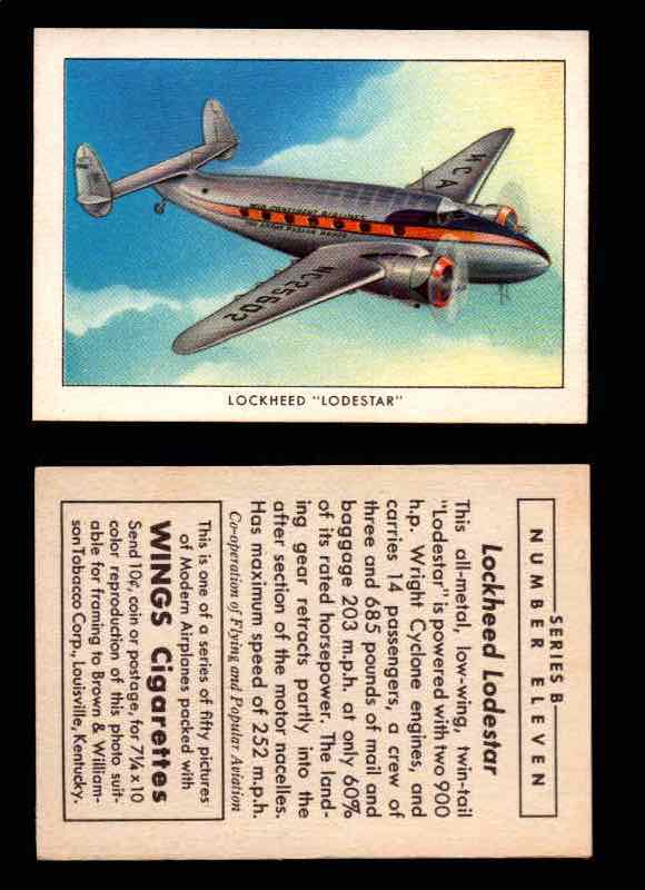 1941 Modern American Airplanes Series B Vintage Trading Cards Pick Singles #1-50 11	 	Lockheed "Lodestar"  - TvMovieCards.com