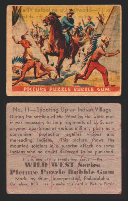 Wild West Series Vintage Trading Card You Pick Singles #1-#49 Gum Inc. 1933 11   Shooting Up an Indian Village  - TvMovieCards.com