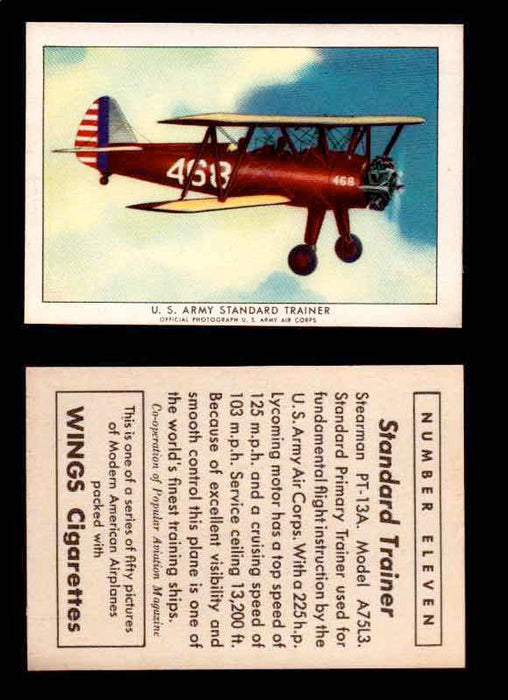 1940 Modern American Airplanes Series 1 Vintage Trading Cards Pick Singles #1-50 11 U.S. Army Standard Trainer (Stearman PT-13A)  - TvMovieCards.com