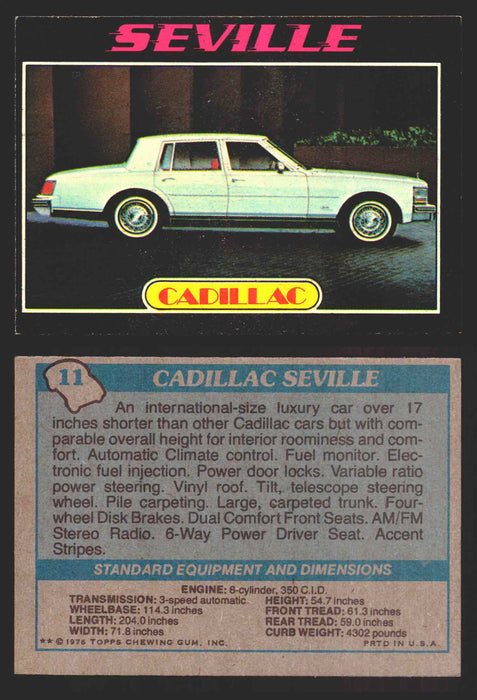 1976 Autos of 1977 Vintage Trading Cards You Pick Singles #1-99 Topps 11   Cadillac Seville  - TvMovieCards.com