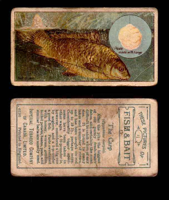 1910 Fish and Bait Imperial Tobacco Vintage Trading Cards You Pick Singles #1-50 #11 The Carp  - TvMovieCards.com