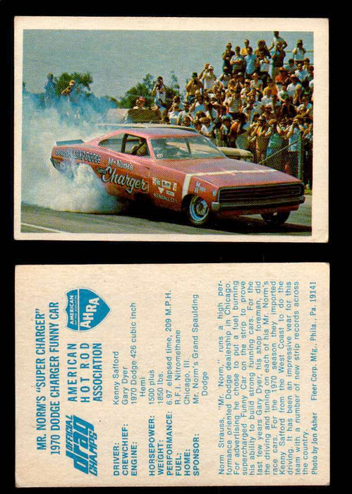 AHRA Official Drag Champs 1971 Fleer Vintage Trading Cards You Pick Singles 11   Mr. Norm's "Super Charger"                       1970 Dodge Charger Funny Car  - TvMovieCards.com