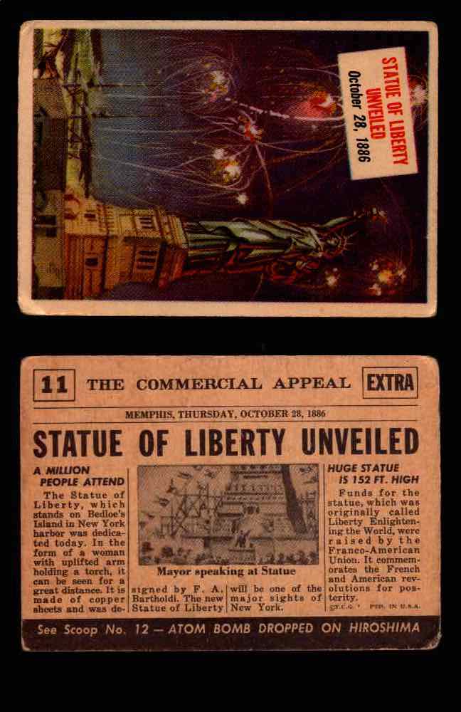 1954 Scoop Newspaper Series 1 Topps Vintage Trading Cards You Pick Singles #1-78 11   Statue of Liberty Unveiled  - TvMovieCards.com