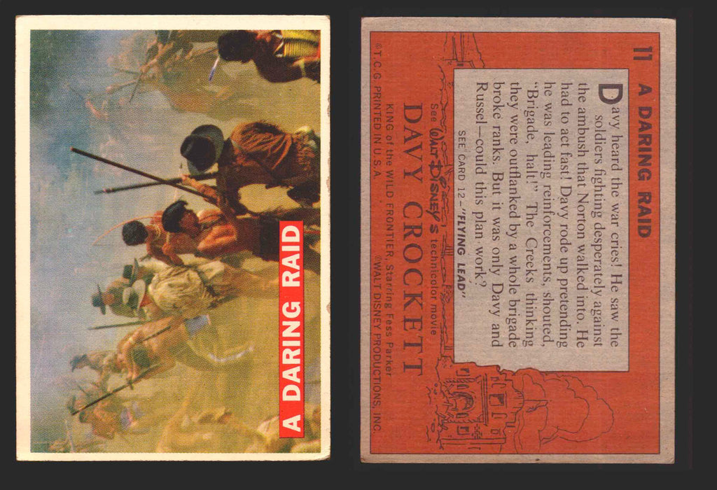 Davy Crockett Series 1 1956 Walt Disney Topps Vintage Trading Cards You Pick Sin 11   A Daring Raid  - TvMovieCards.com