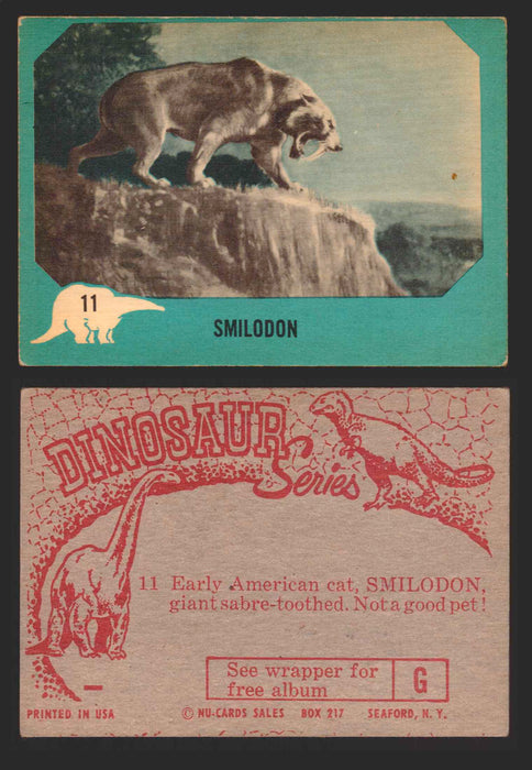 1961 Dinosaur Series Vintage Trading Card You Pick Singles #1-80 Nu Card 11	Smilodon  - TvMovieCards.com