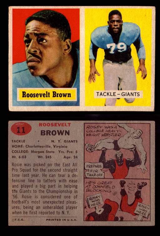 1957 Topps Football Trading Card You Pick Singles #1-#154 VG/EX #	11	Roosevelt Brown (HOF)  - TvMovieCards.com