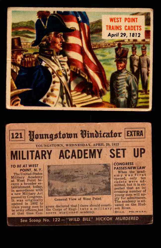 1954 Scoop Newspaper Series 2 Topps Vintage Trading Cards U Pick Singles #78-156 121   West Point Trains Cadets  - TvMovieCards.com