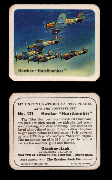 Cracker Jack United Nations Battle Planes Vintage You Pick Single Cards #71-147 #121  - TvMovieCards.com