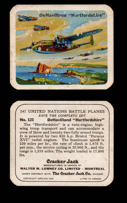 Cracker Jack United Nations Battle Planes Vintage You Pick Single Cards #71-147 #123  - TvMovieCards.com