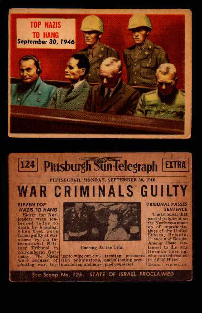 1954 Scoop Newspaper Series 2 Topps Vintage Trading Cards U Pick Singles #78-156 124   Top Nazis to Hang  - TvMovieCards.com