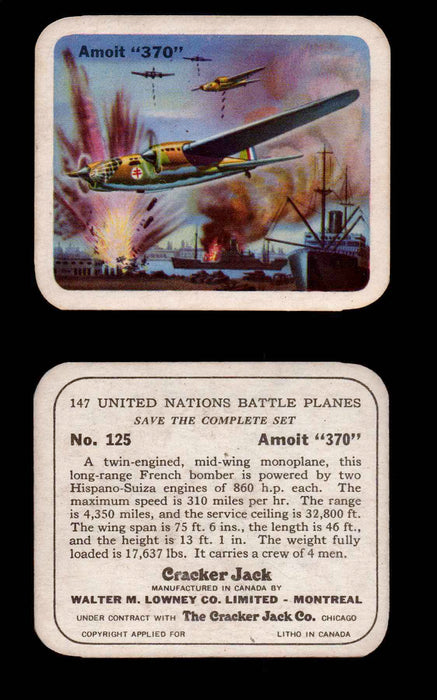 Cracker Jack United Nations Battle Planes Vintage You Pick Single Cards #71-147 #125  - TvMovieCards.com