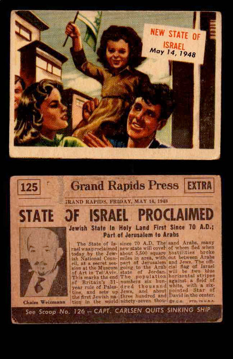 1954 Scoop Newspaper Series 2 Topps Vintage Trading Cards U Pick Singles #78-156 125   New State of Isreal  - TvMovieCards.com