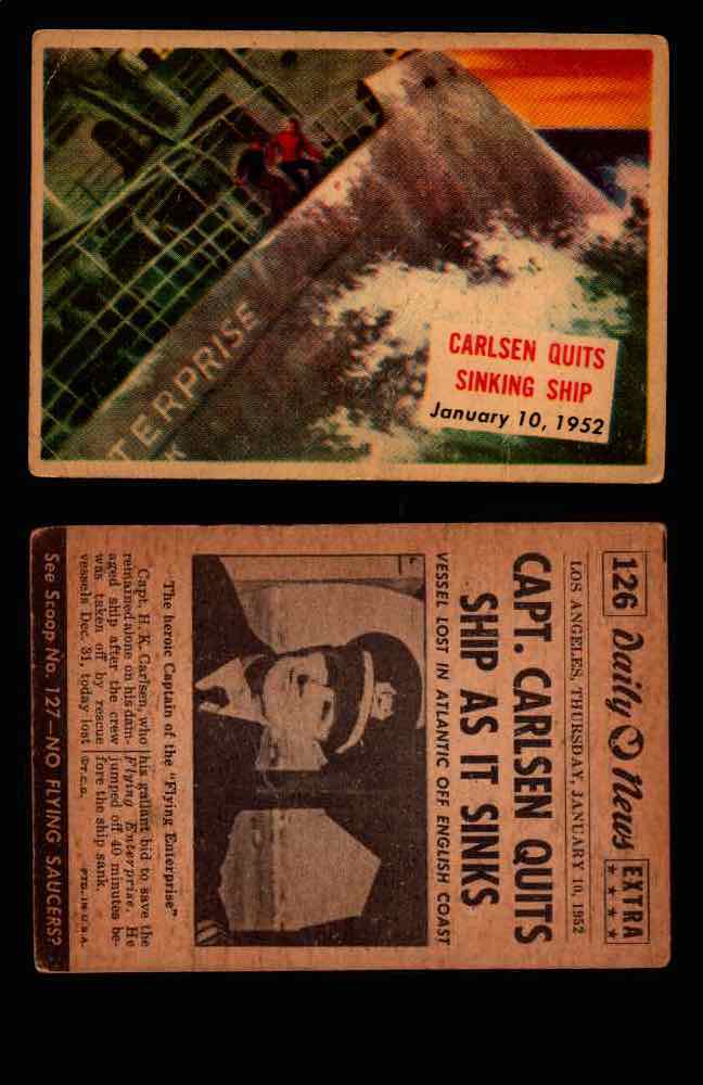 1954 Scoop Newspaper Series 2 Topps Vintage Trading Cards U Pick Singles #78-156 126   Carlsen Quits Sinking Ship  - TvMovieCards.com
