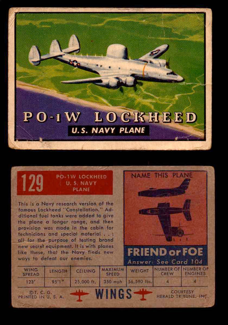 1953 Wings Topps TCG Vintage Trading Cards You Pick Singles #101-200 #129  - TvMovieCards.com