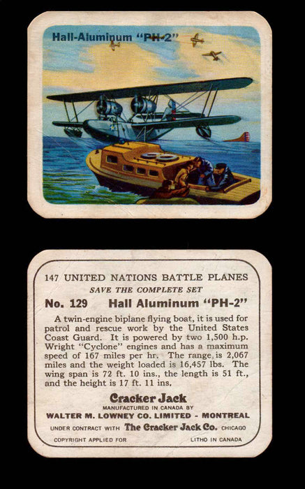 Cracker Jack United Nations Battle Planes Vintage You Pick Single Cards #71-147 #129  - TvMovieCards.com