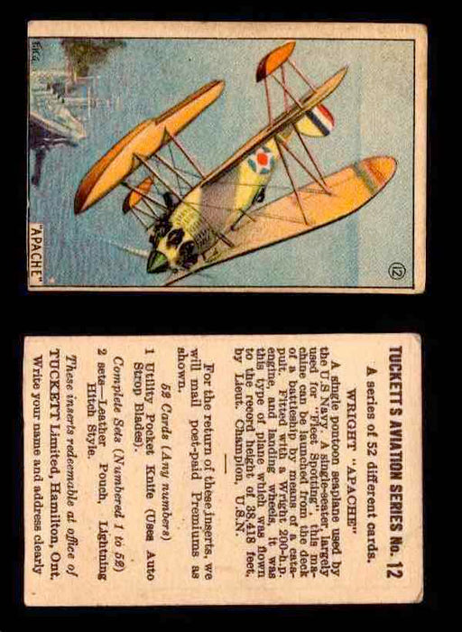 1929 Tucketts Aviation Series 1 Vintage Trading Cards You Pick Singles #1-52 #12 Wright Apache  - TvMovieCards.com