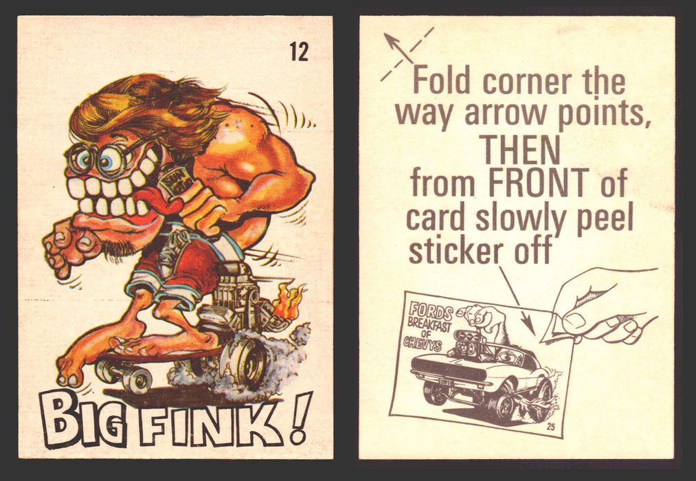 1969 Odd Rods Vintage Sticker Trading Cards #1-#44 You Pick Singles Donruss #	12	Big Fink  - TvMovieCards.com