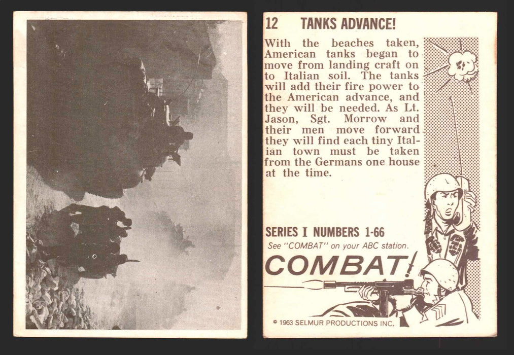 1963 Combat Series I Donruss Selmur Vintage Card You Pick Singles #1-66 12   Tanks Advance!  - TvMovieCards.com